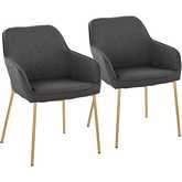 Daniella Dining Chair in Gold & Charcoal Fabric (Set of 2)